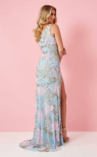 Rachel Allan Women's Prom Dress in powder blue multi - women's dress - alternate view