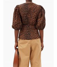 Ganni - PRE-LOVED wrap top with tie waist and v neck