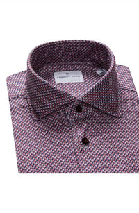 Emanuel Berg Men's Modern 4flex Stretch Knit Shirt in medium red - men's long sleeve top - alternate view