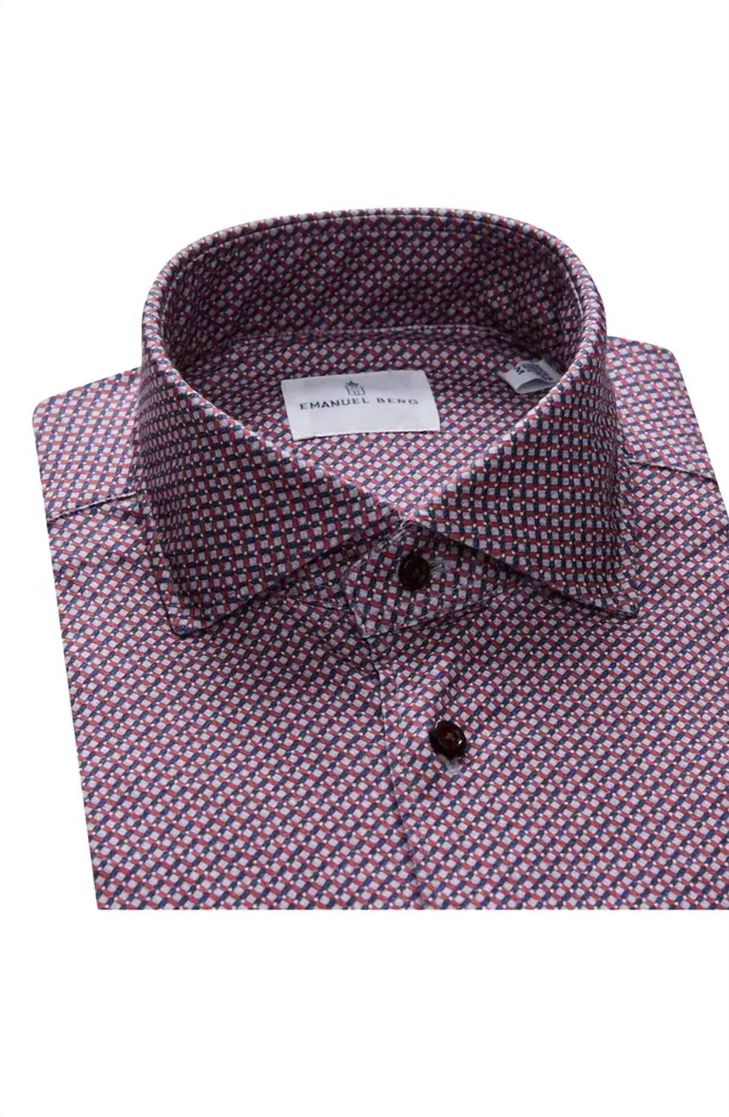 Emanuel Berg Men's Modern 4flex Stretch Knit Shirt in medium red - men's long sleeve top - alternate view