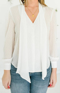 Long Sleeve Neck Tie Blouse
