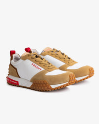Freshy Men's Smoove Cushioned Versatile Sporty Trainer Sneaker in cognac white red - men's sneaker - detail view