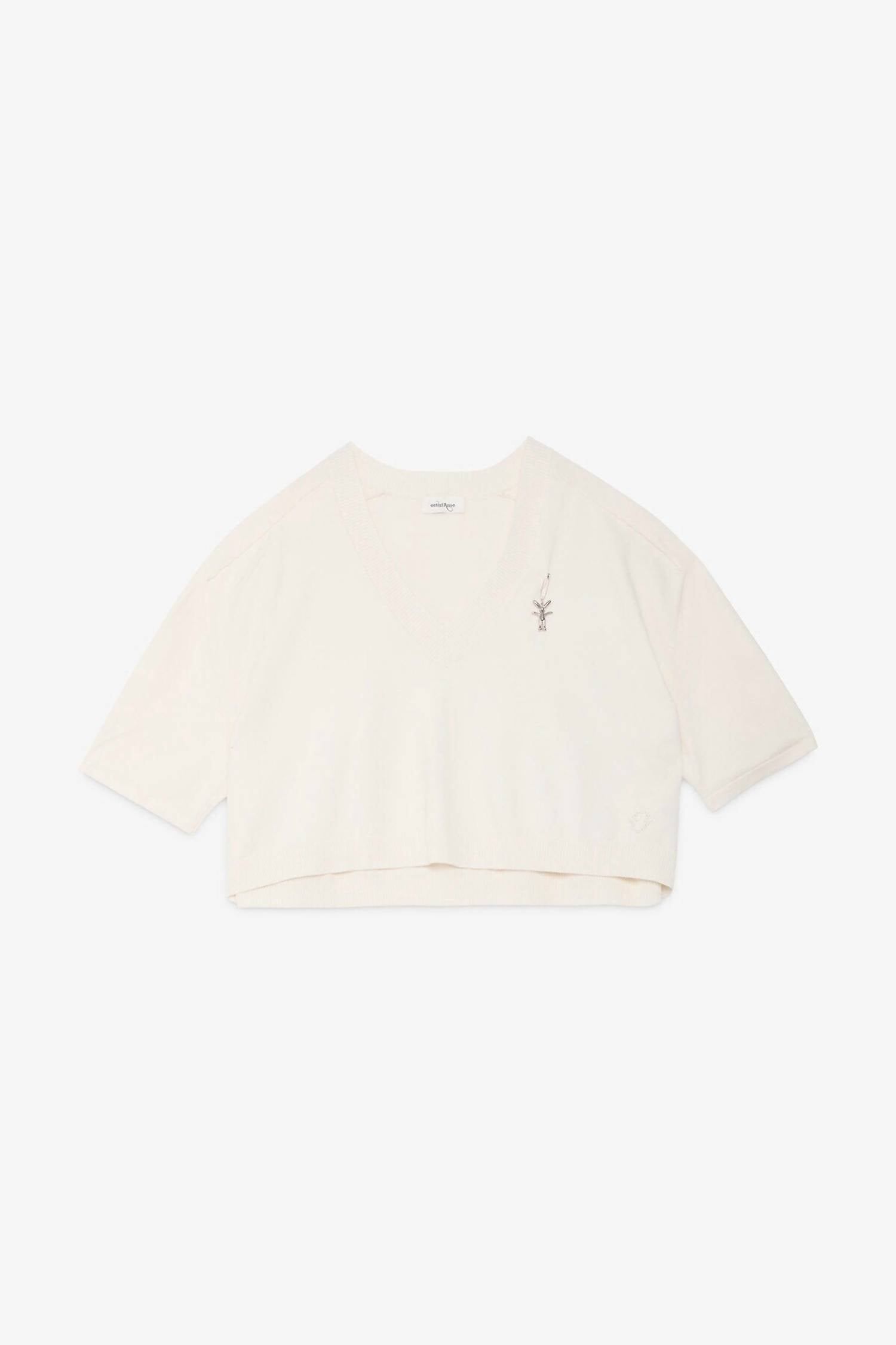 Ottod'ame V Neck Sweater in latte - women's sweater - view 5