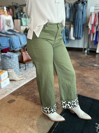 Entro - Contrast Cuff Wide Leg Pants