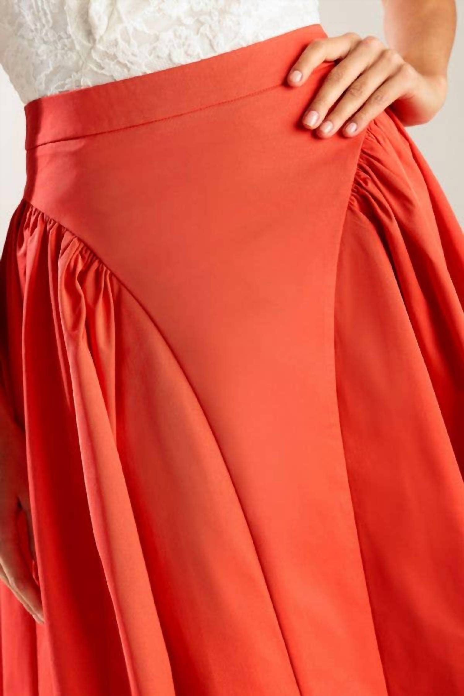 Flying Tomato - Women's Solid Woven Full Midi Skirt