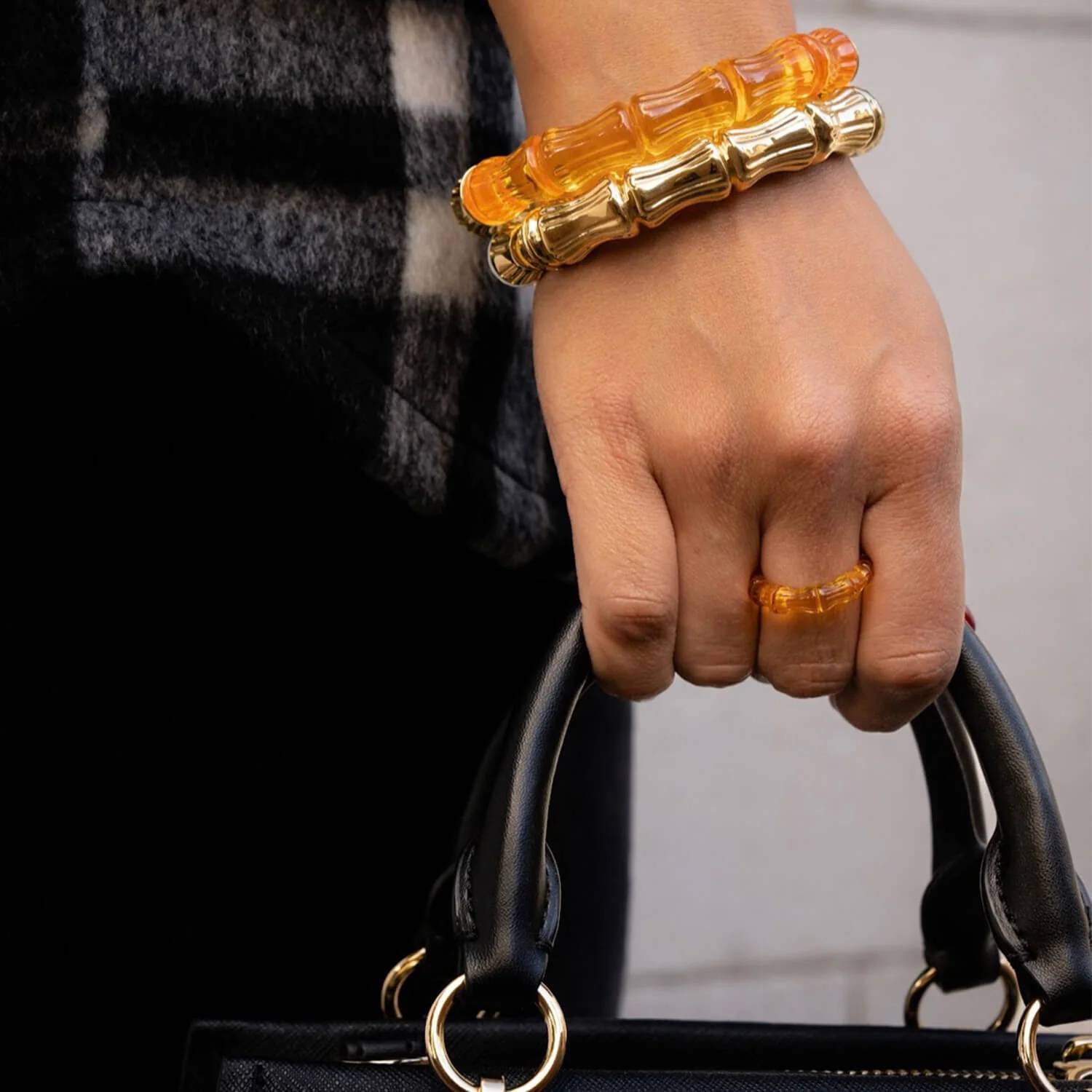 Gold & Honey - Women's Bamboo Lucite Hinge Bangle