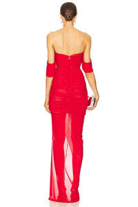NOOKIE Dita Mesh Gown in red - women's dress - alternate view