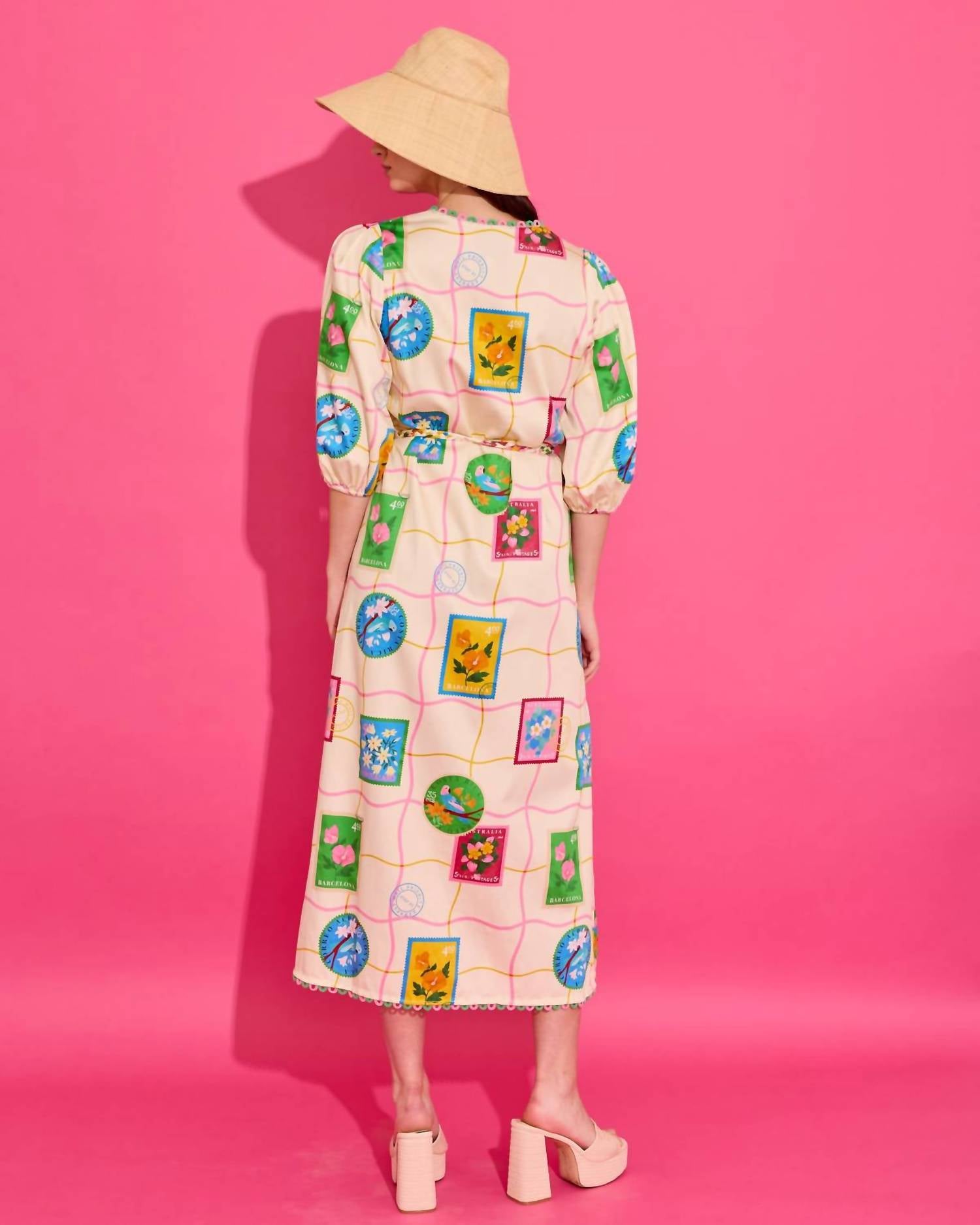 Alden Adair Lizzie Midi Dress in postcard - women's dress - detail view