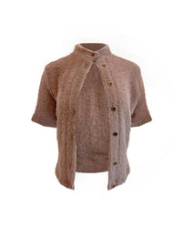 Theo The Label - Women's Carme Plush Lace Short Sleeve Cardigan