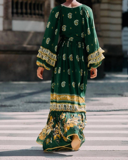 Farm Rio - Ayla Long Sleeve Ruffled Maxi Dress