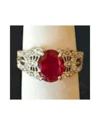 P & K Jewelry Women's Sterling Raspberry Cubic Zirconia Ring in red silver - women's jewelry