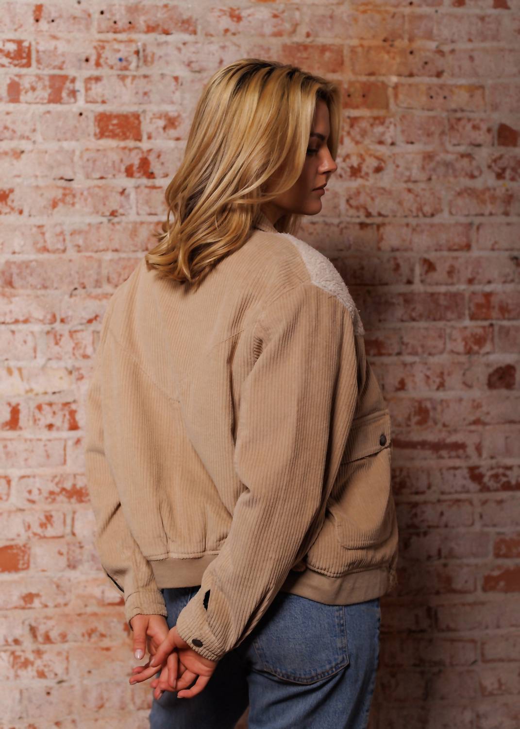 Iron & Resin Bronn Sherpa Lined Jacket in beige - women's jacket - detail view