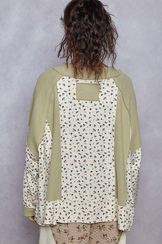 Pol - Floral Multi Texture Oversized Top