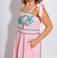 Thml - Embroidered Tie Strap Midi Dress