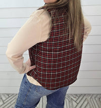 Staccato - Check Plaid Zip Up Snap Puff Vest