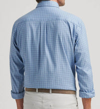 PETER MILLAR Caspian Perfect Pinpoint Cotton Stretch Shirt in blue freesia - men's shirt - detail view
