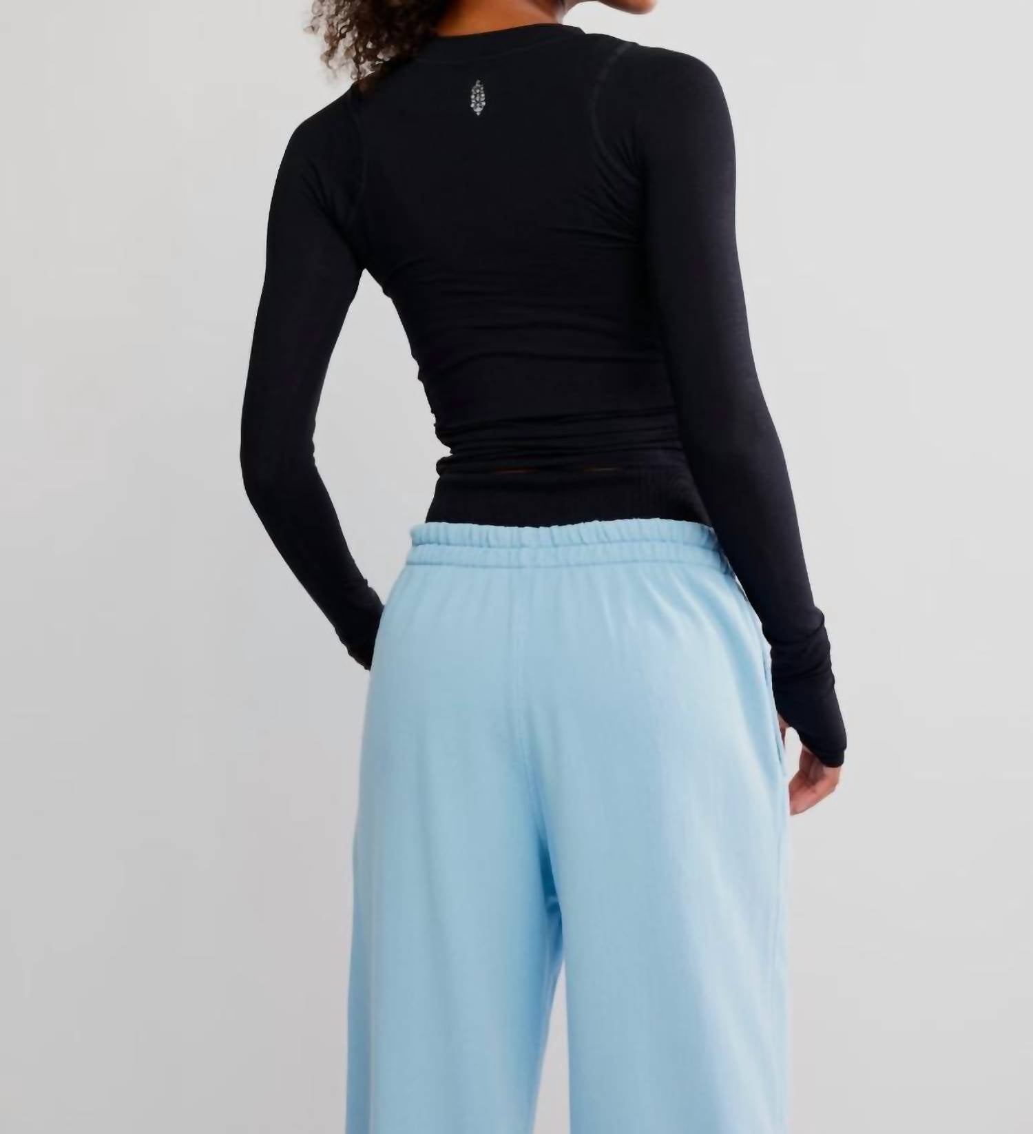 Free People Elsie Ruched Long Sleeve top in blue - women's t-shirt - alternate view