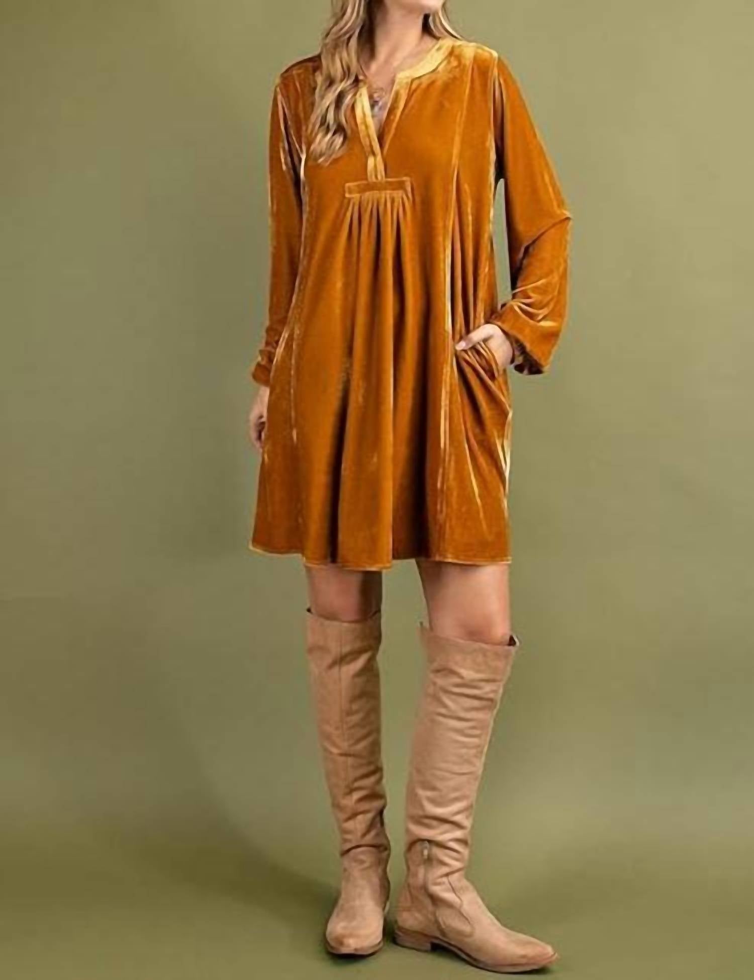 Easel - Rush Of Velvet Tunic Mini Dress