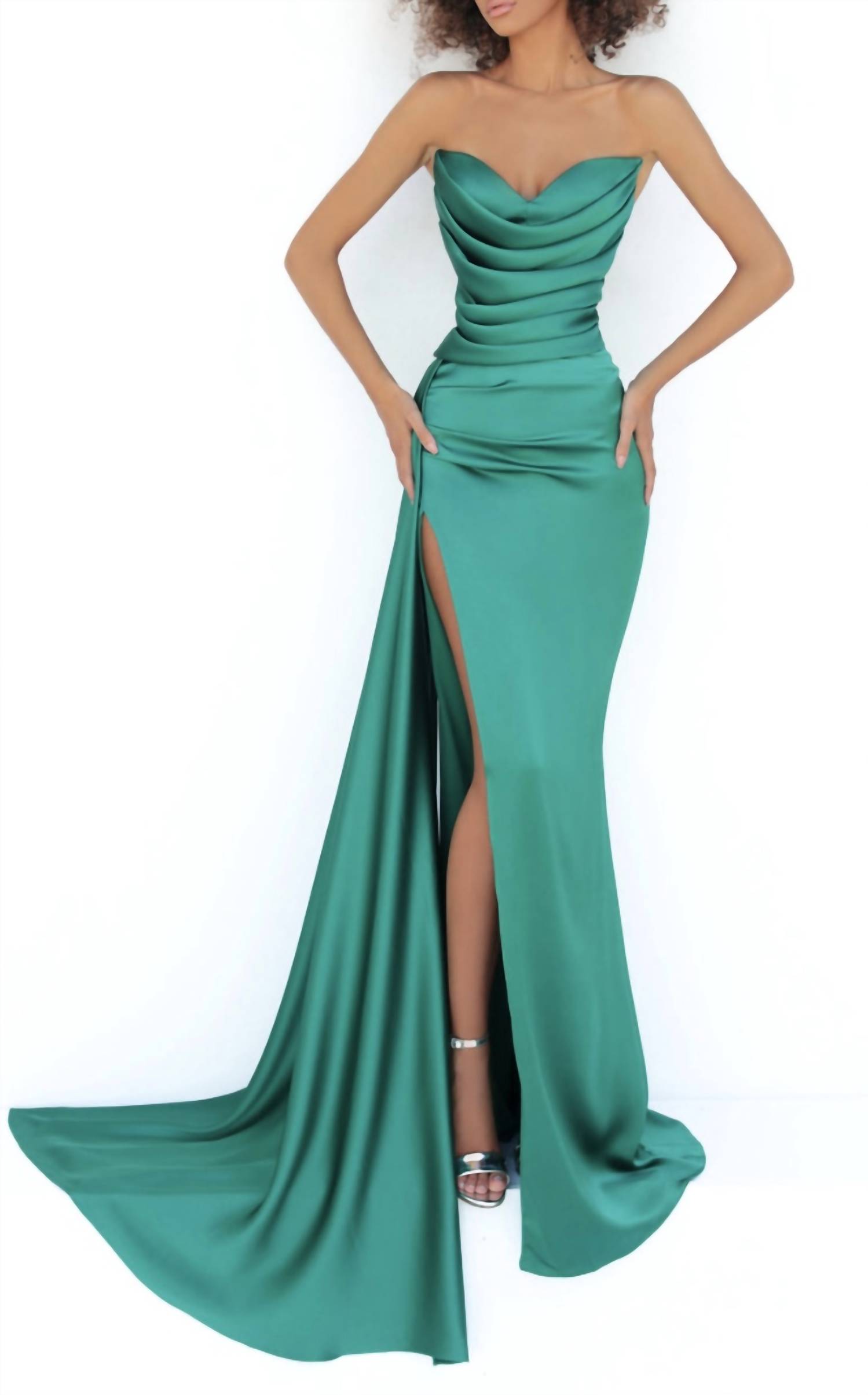 Tarik Ediz - Strapless gown with slit