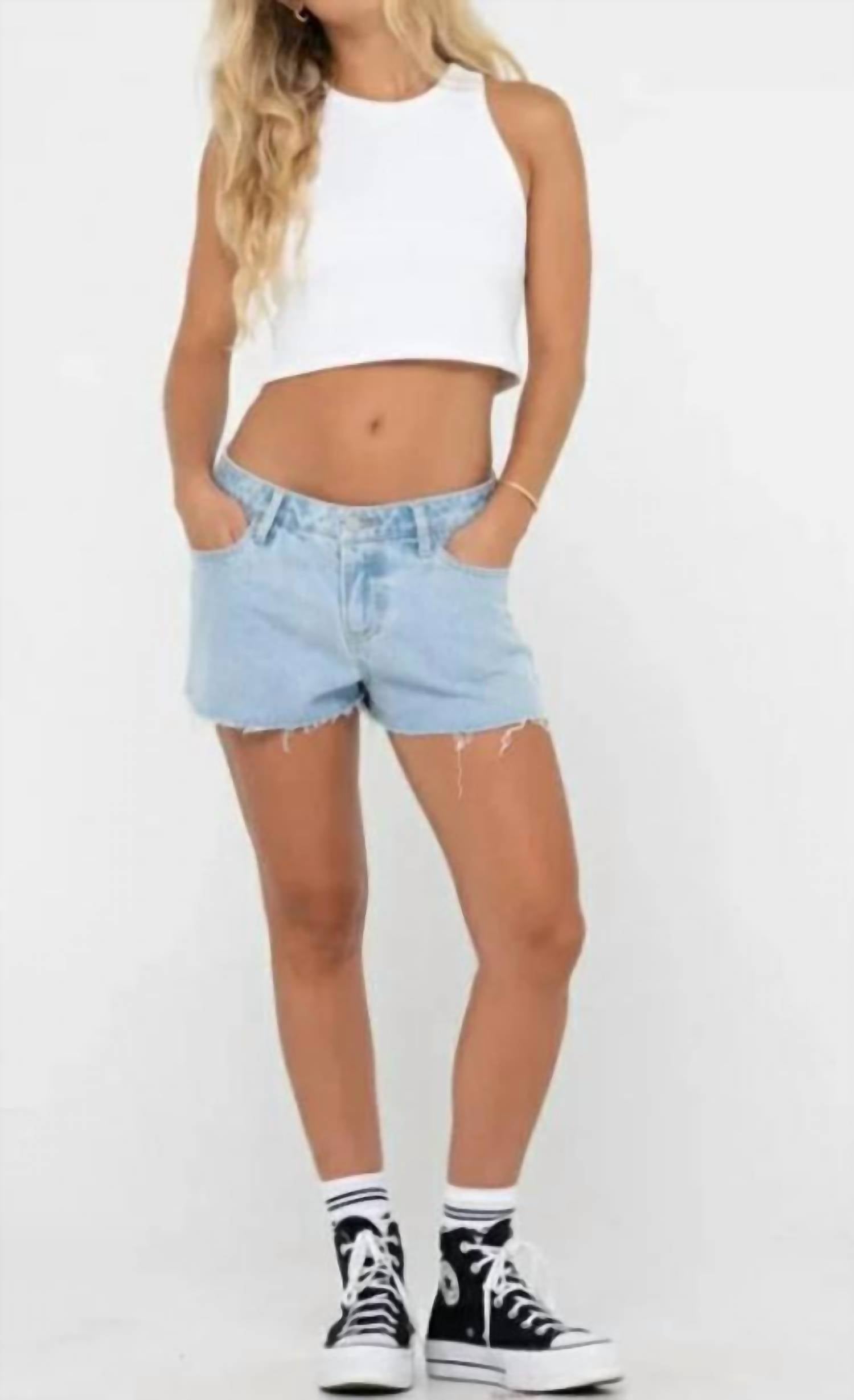 Rusty Malta Low Rise Denim Short in sky blue heather - women's shorts
