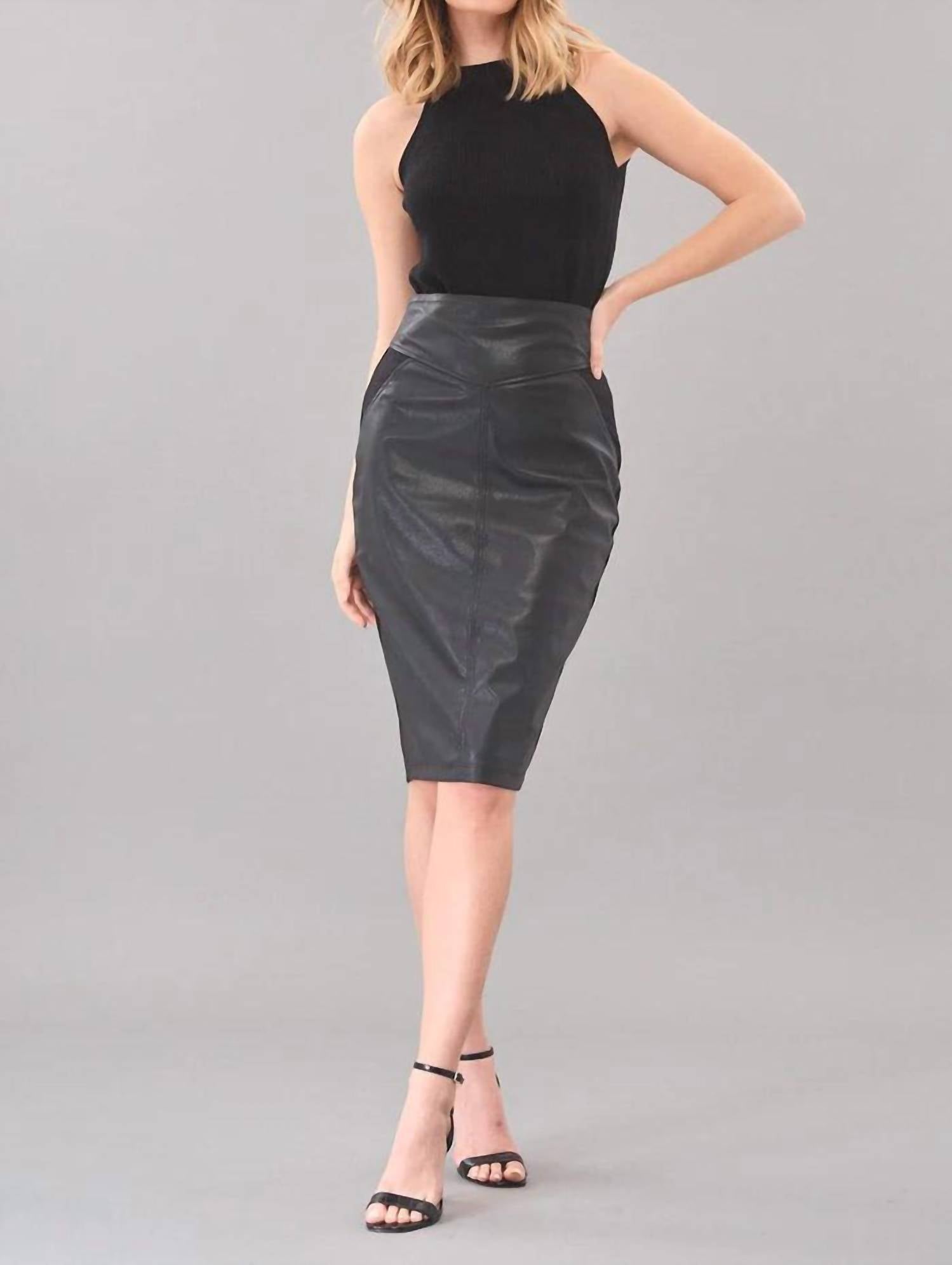 Lola & Sophie - Lenny Vegan Leather Pencil Skirt