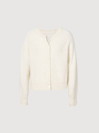 Meilleur Moment Brushed Cashmere Cardigan in ivory - women's cardigan - view 5