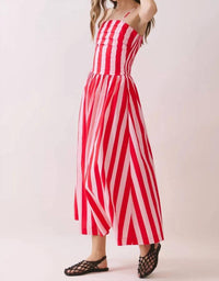 Tcec - Made You Look Stripe Smocked Midi Dress
