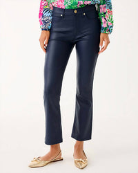 Lilly Pulitzer Liza Coated Crop Flare Jeans in low tide navy - women's jeans - view 4