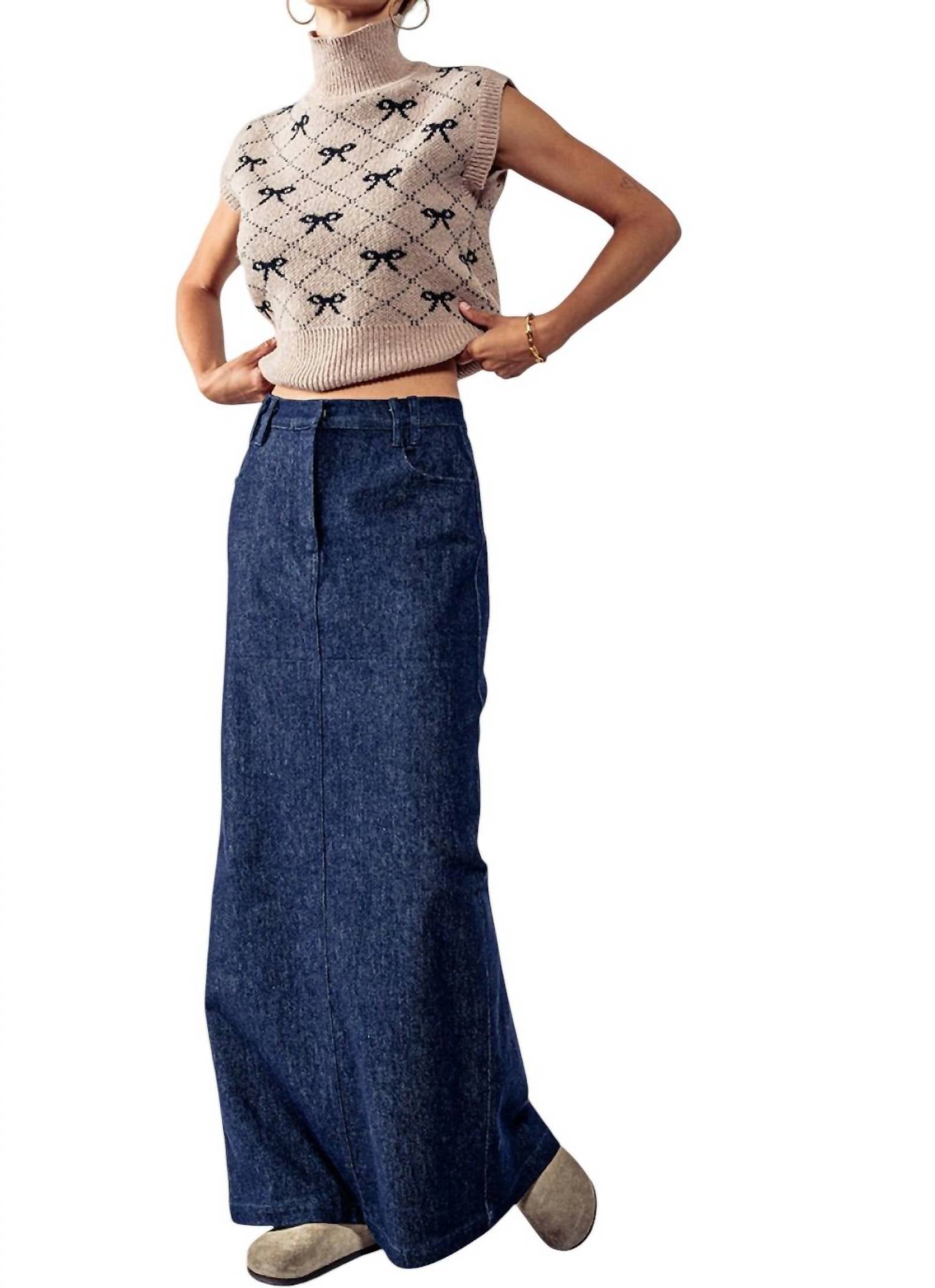 Trend:Notes - Back Slit Maxi Skirt