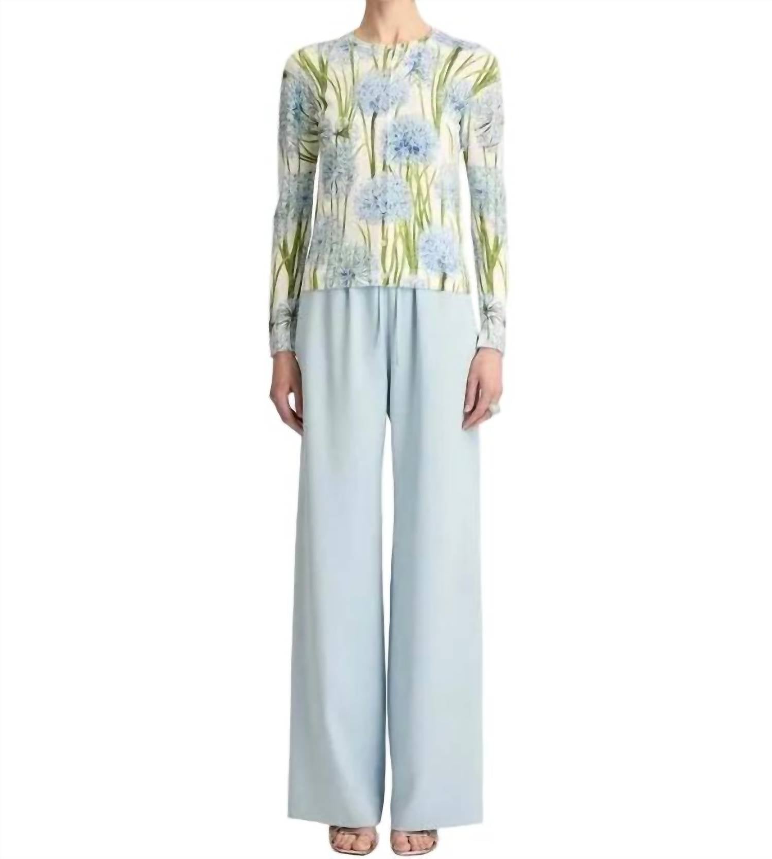 Oscar De La Renta - Long Sleeve Print Allium Cardigan