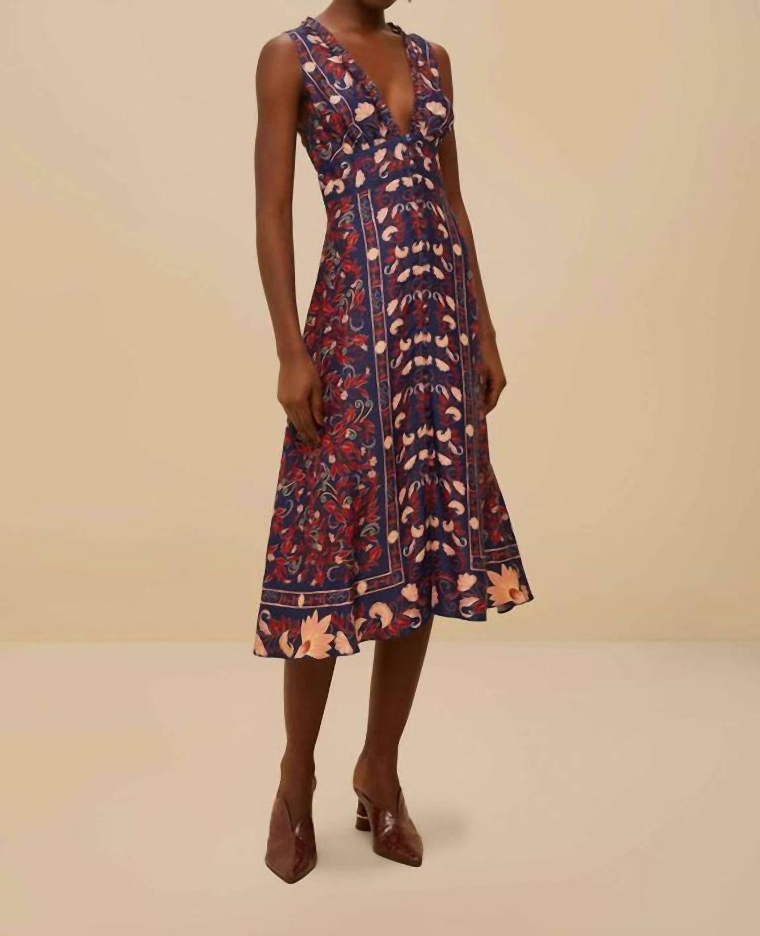 Farm Rio - Boho Floral Scarf Midi Dress