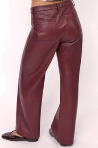Sadie & Sage Women's Night Vision Faux Leather Pants in burgundy - women's pants - alternate view