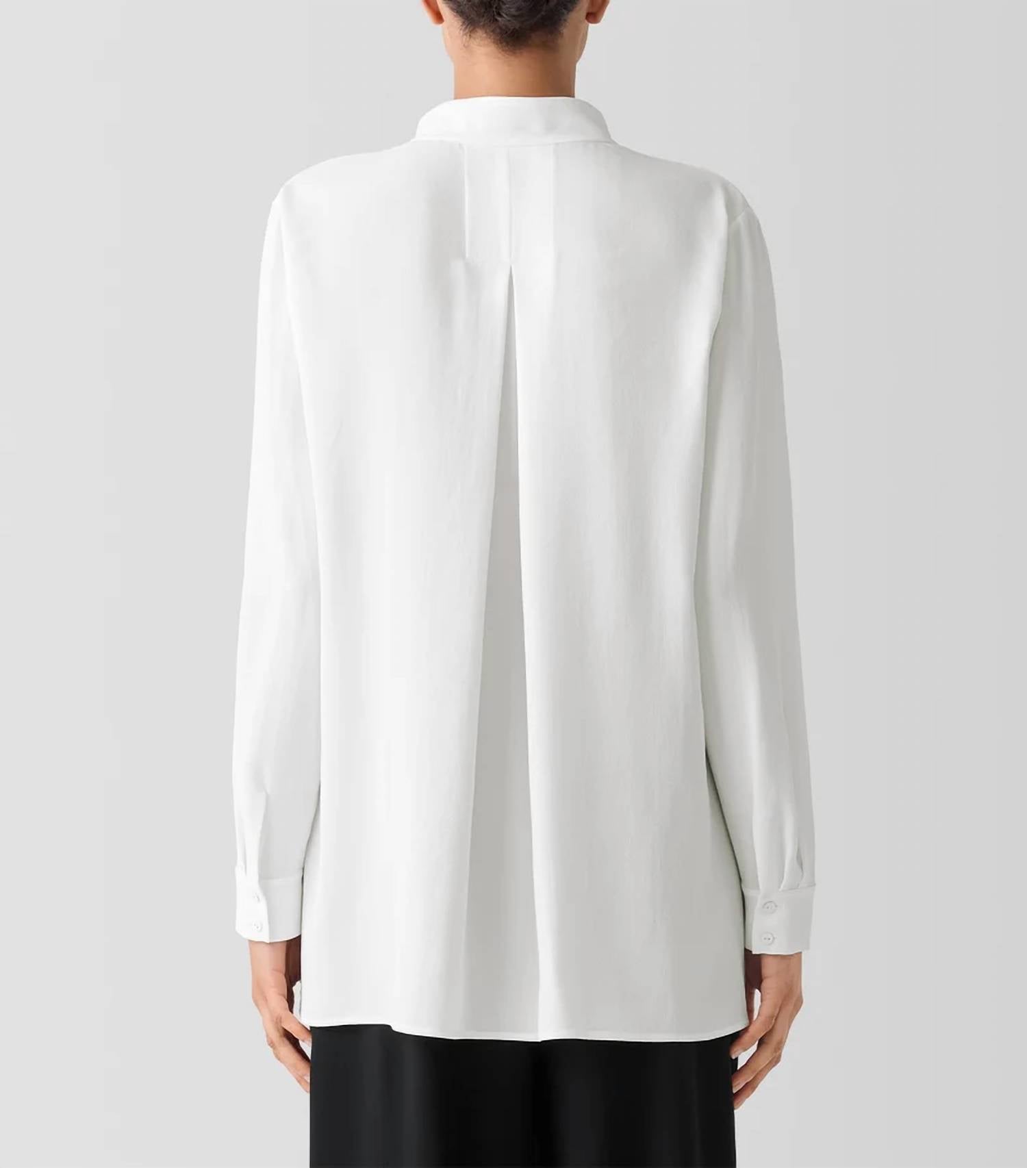 Eileen Fisher - Silk Georgette Stand Collar Tunic