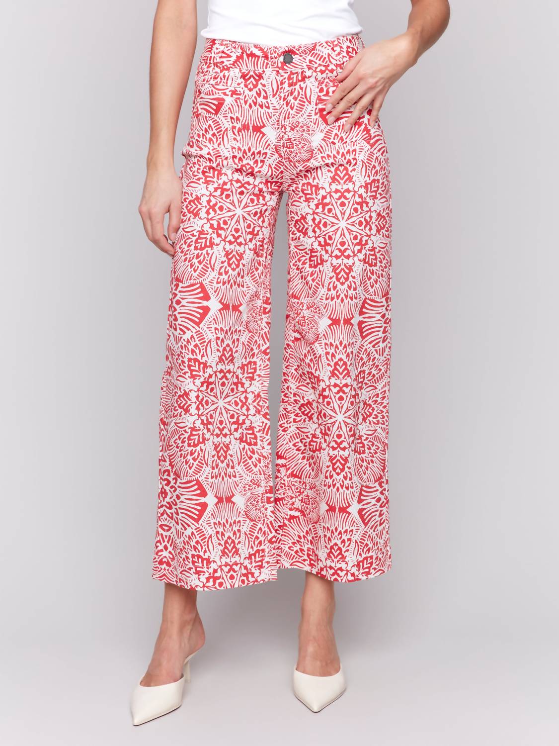 Charlie B - Printed Cotton Flare Pants