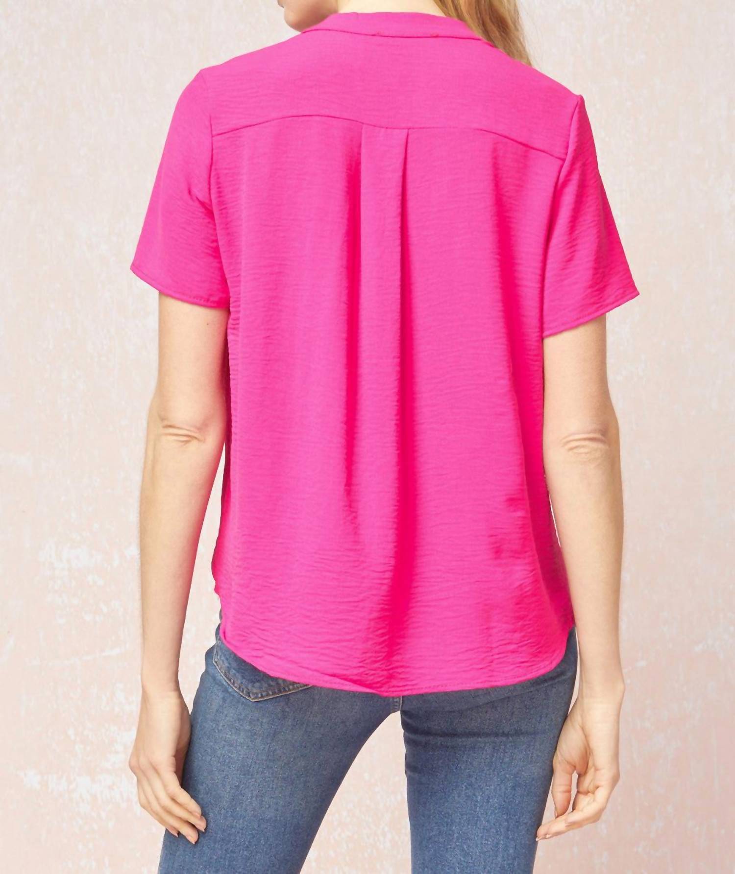 entro Classic Chic Top in hot pink - women's shirt - detail view