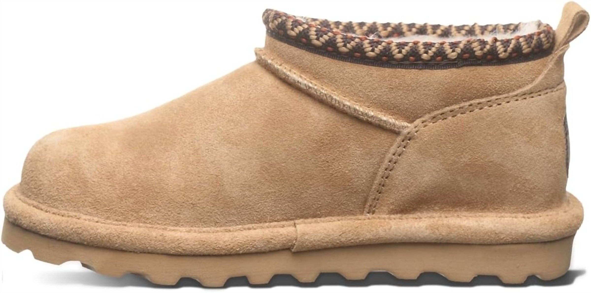 BEARPAW Women's Super Shorty Deco Boot in iced coffee - women's shoe - detail view