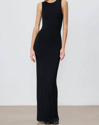 Eterne Sleeveless Crewneck Maxi Dress in black - women's dress - detail view