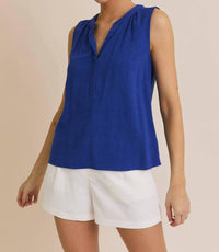 Gilli - Cordelia V Neck Placket Sleeveless Top