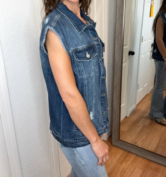 Risen - Distressed Oversizes Denim Vest
