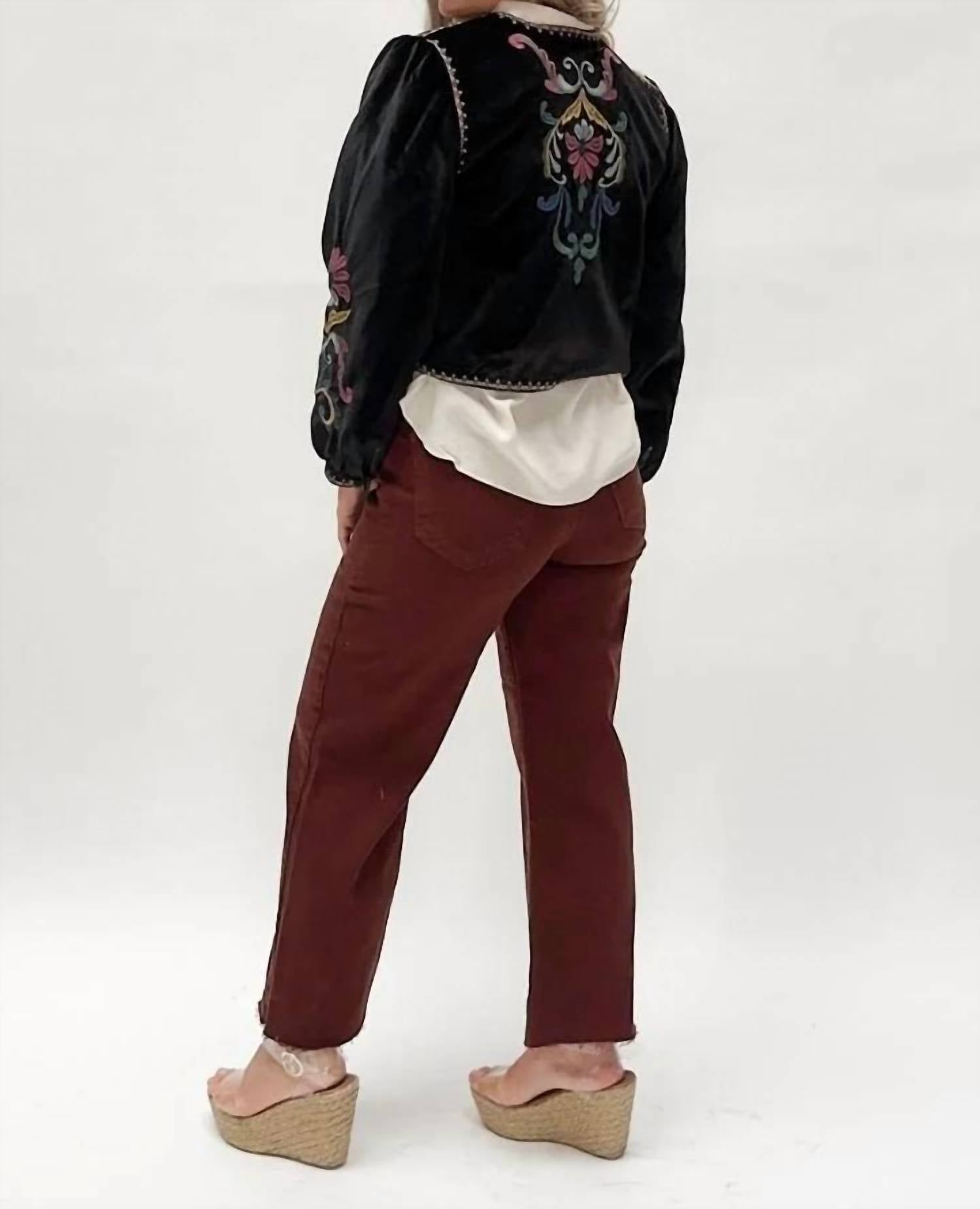 Modenaire - Floral Embroidered Bolero With Trim