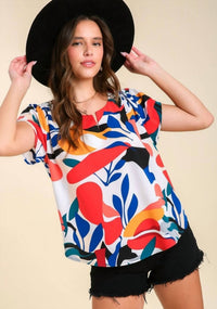 Umgee - Abstract Short Sleeve Top