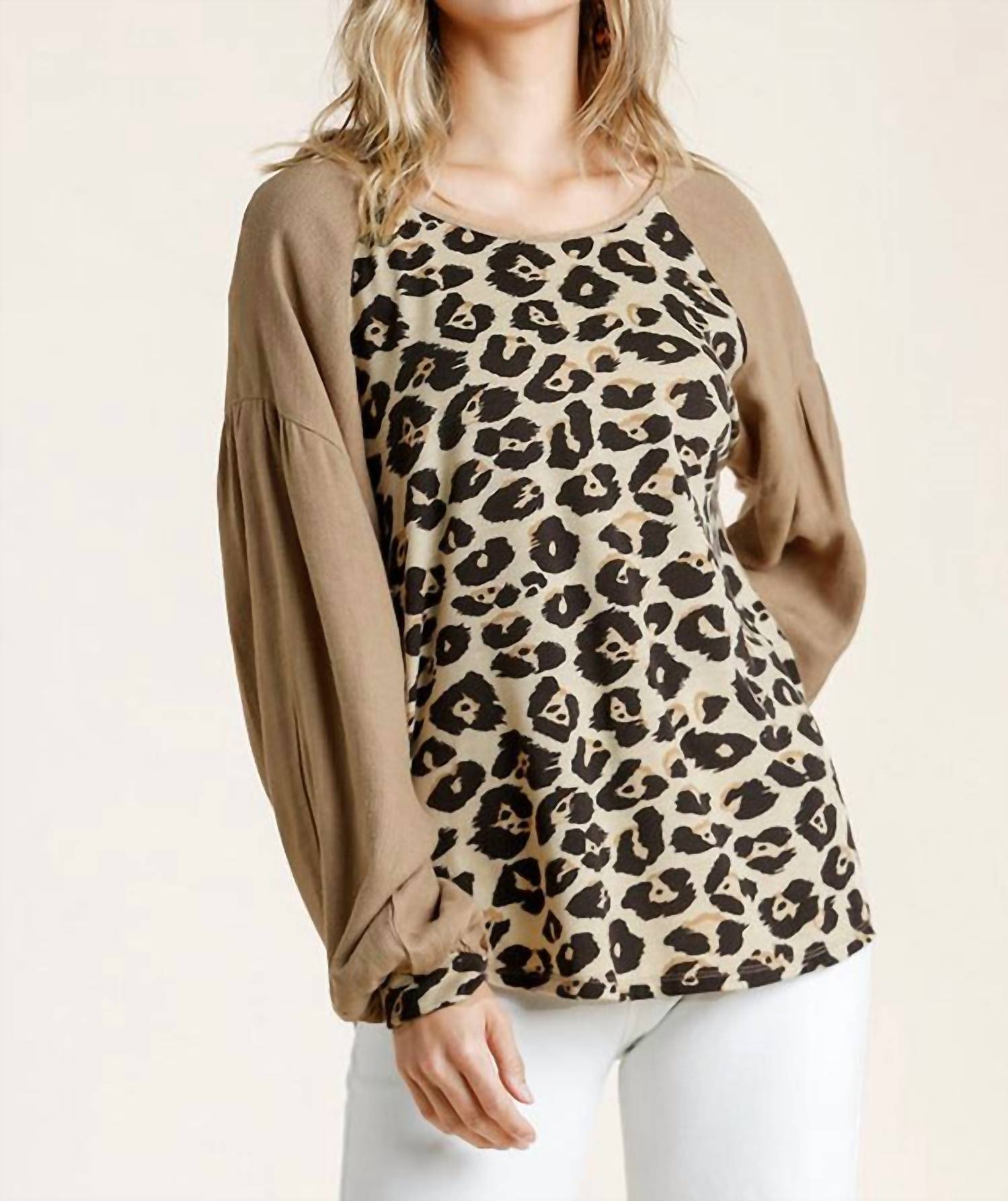 Umgee - Leopard Print Long Sleeve Top