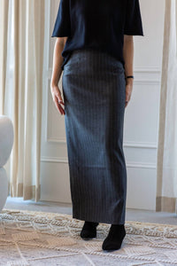 House of Dagmar Pencil Maxi Skirt in grey pinstripe - women's skirt