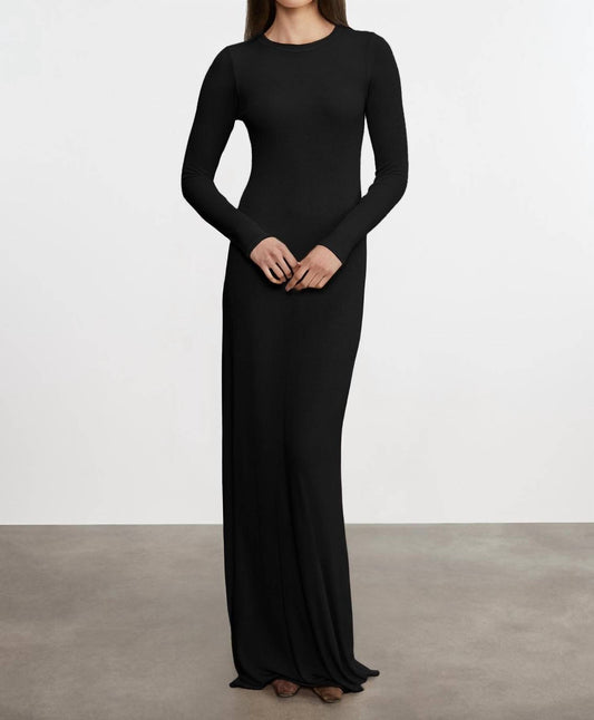 Enza Costa - SILK RIB LONG SLEEVES CREWNECK FLUID DRESS