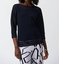 Joseph Ribkoff - Sweater With Mesh Stripe Detail