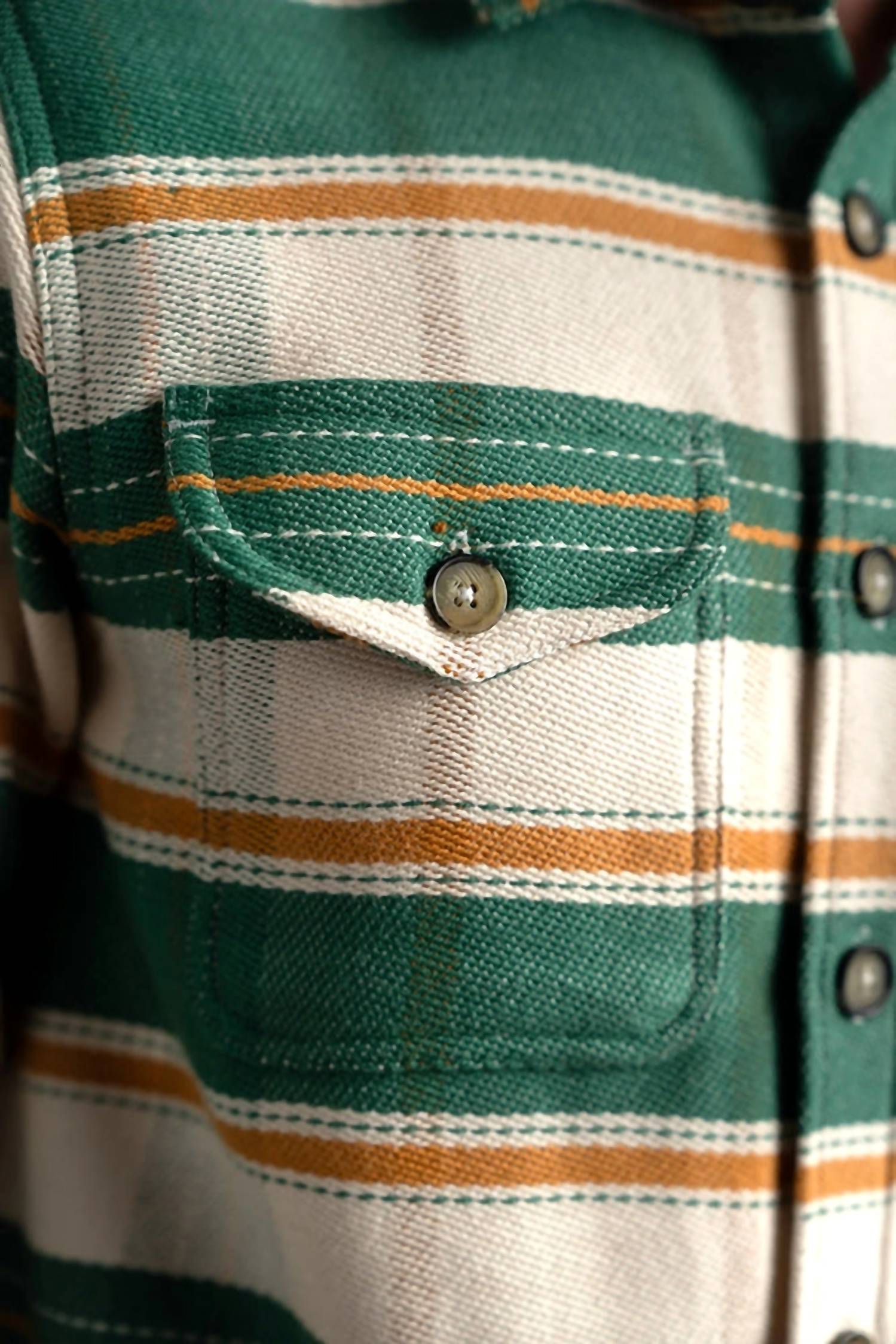 Iron & Resin Lotus Heavyweight Cotton Shirt in green - men's long sleeve top - alternate view