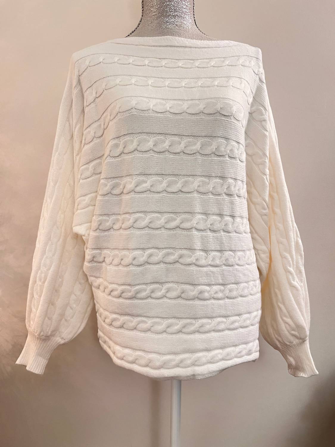 Winter Cable Knit Boat Neck Sweater