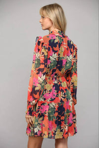 Fate - Floral Print Front Keyhole Tiered Mini Dress