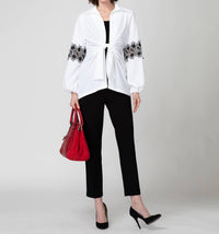 Joseph Ribkoff - Tie Front Embroidered Blouse With Cami