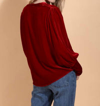 Jessie Liu - Silk Velvet Zip Front Blouse